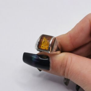 Anello Volta Incastonata con Ambra Baltica e Argento