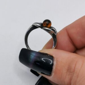 Anello Perla di Luce con Ambra Baltica e Argento