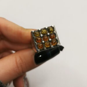 Anello Tris di Luce con Ambra Baltica Multicolor e Argento