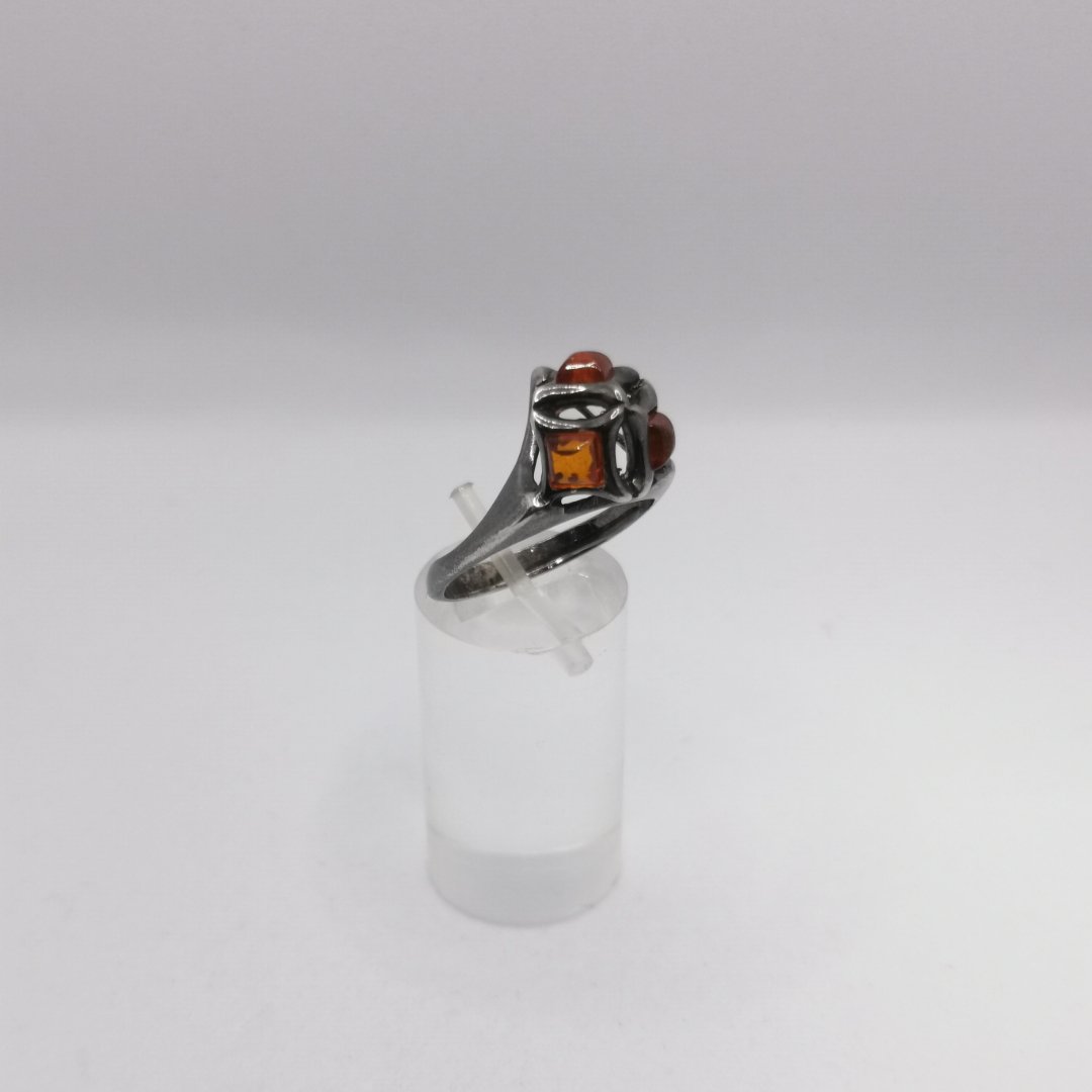 Anello Cupola Bizantina in Argento ed Ambra Baltica - immagine 8