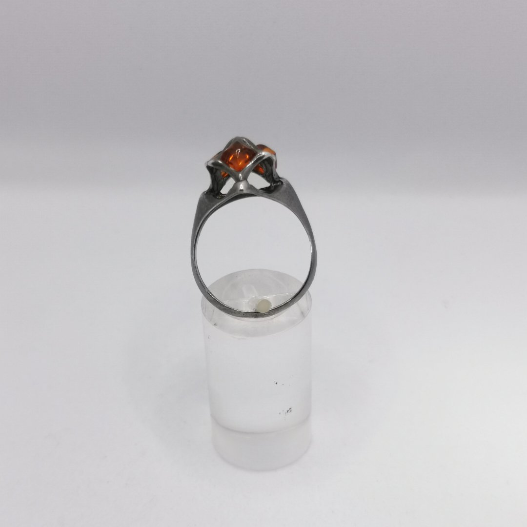 Anello Cupola Bizantina in Argento ed Ambra Baltica - immagine 5