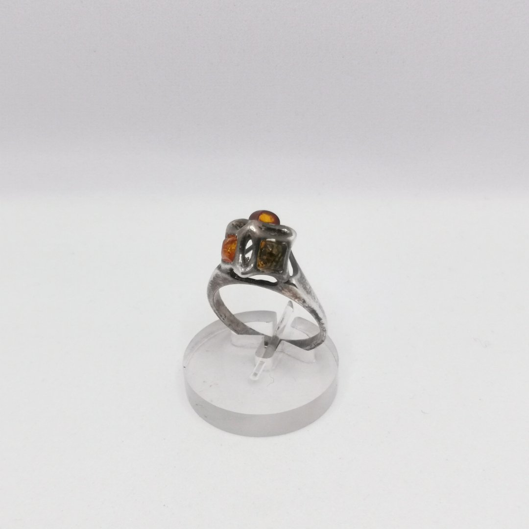 Anello Cupola Bizantina in Argento ed Ambra Baltica - immagine 4