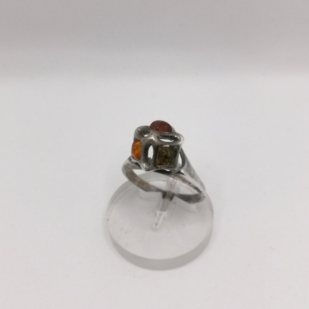 Anello Cupola Bizantina in Argento ed Ambra Baltica - immagine 3
