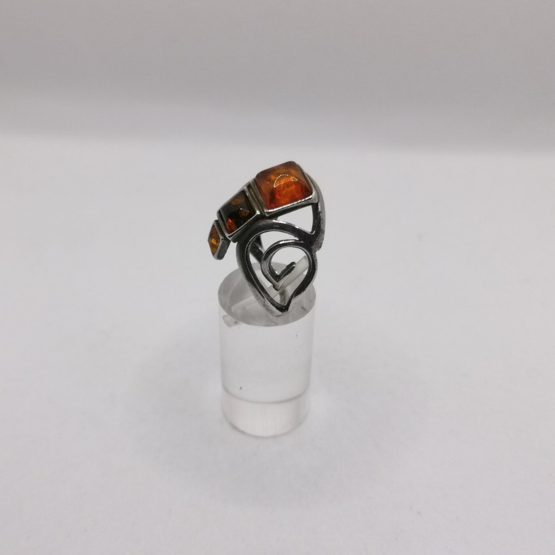 Anello Trilogy con Ambra Multicolor e Motivo Laterale - immagine 2