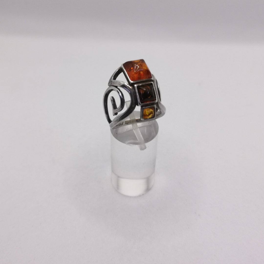 Anello Trilogy con Ambra Multicolor e Motivo Laterale - immagine 3