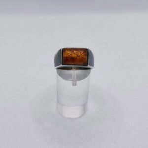 Anello Sigillo d'Ambra Baltica e Argento