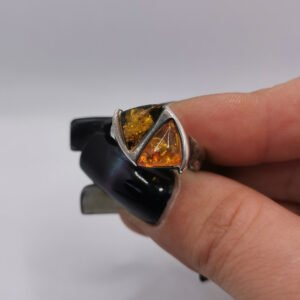 Anello Frecce in Ambra Baltica e Argento