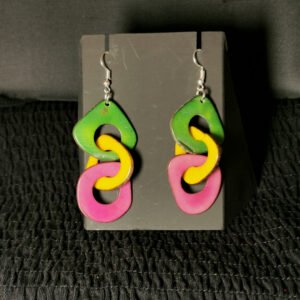 Orecchini Muiticolor Cascata in Avorio vegetale Seme di Tagua