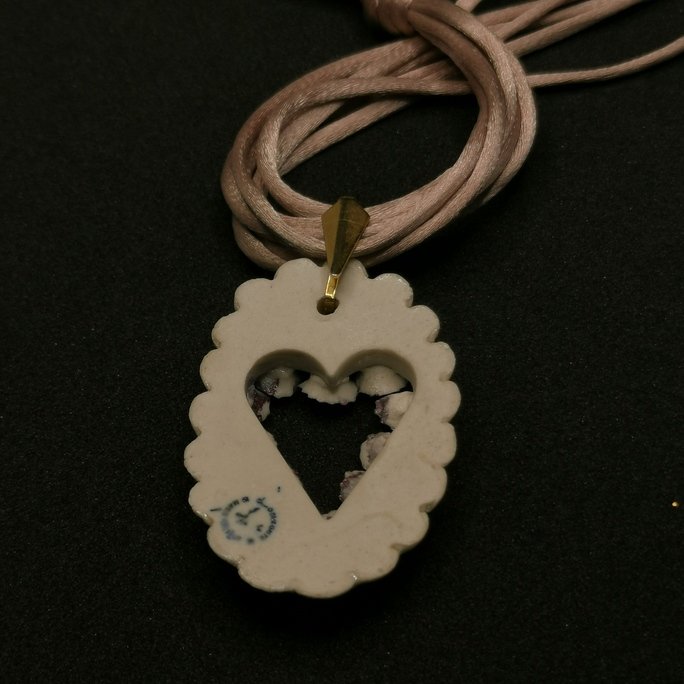 Ceramic - Ornamental pink flower heart - immagine 3