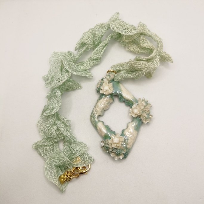 Ceramic - Ornamental Water green Flower - immagine 2