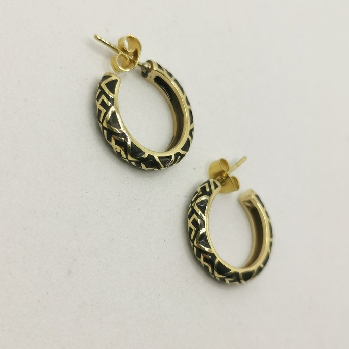 Black hoops earrings - immagine 2