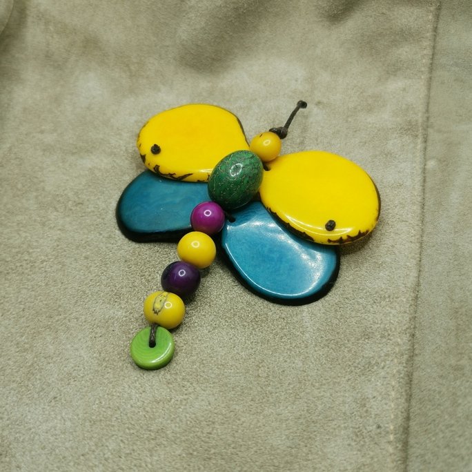 Spilla in avorio vegetale - immagine 3