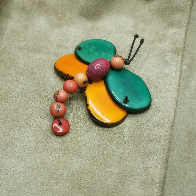 Spilla in avorio vegetale - immagine 4