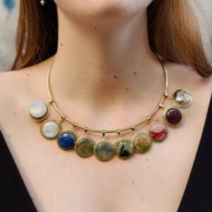 Ciondolo con cabochon tondo pietre naturali