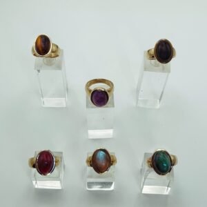 Anelli ottone con pietre naturali cabochon