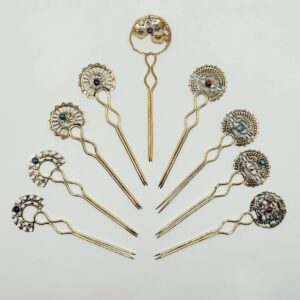 Spilloni Fermacapelli ottone con pietre naturali