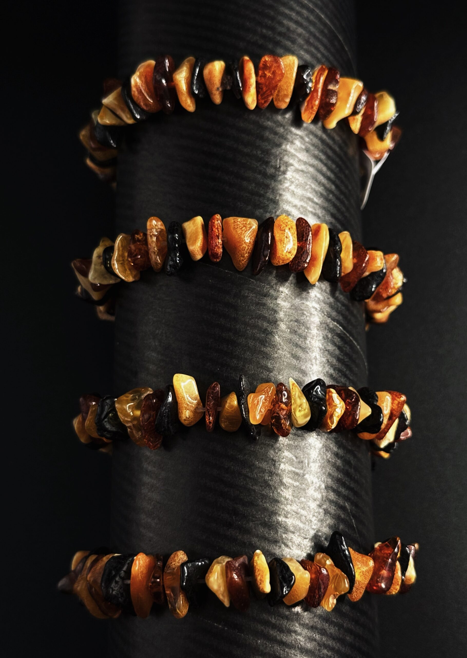 Bracciale elastico Ambra Baltica con Chips Irregolari Multicolor - immagine 2