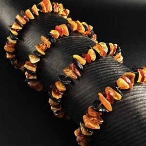 Bracciale elastico Ambra Baltica con Chips Irregolari Multicolor