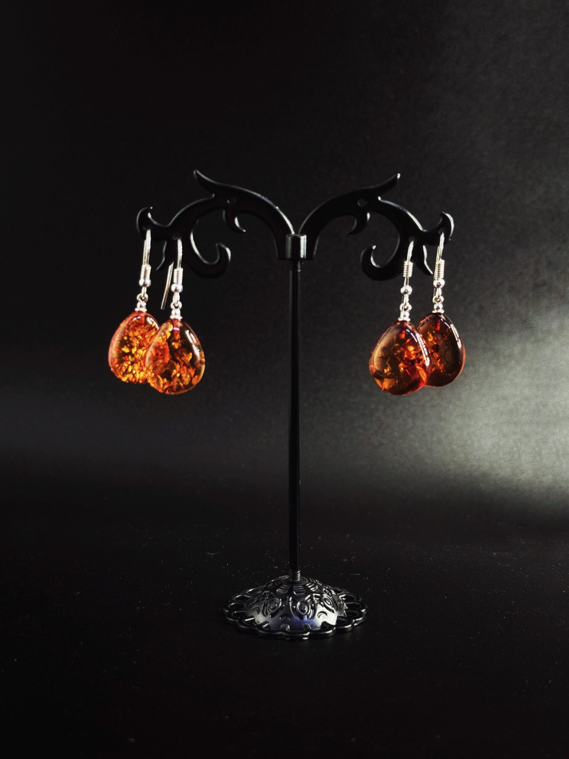 Orecchini Goccia Classica Argento 925 Ambra Baltica - Pendenti Semplici Eleganti