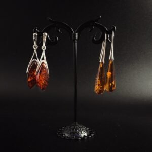 Orecchini Marquise e Goccia allungata con Cornice Argento 925 Ambra