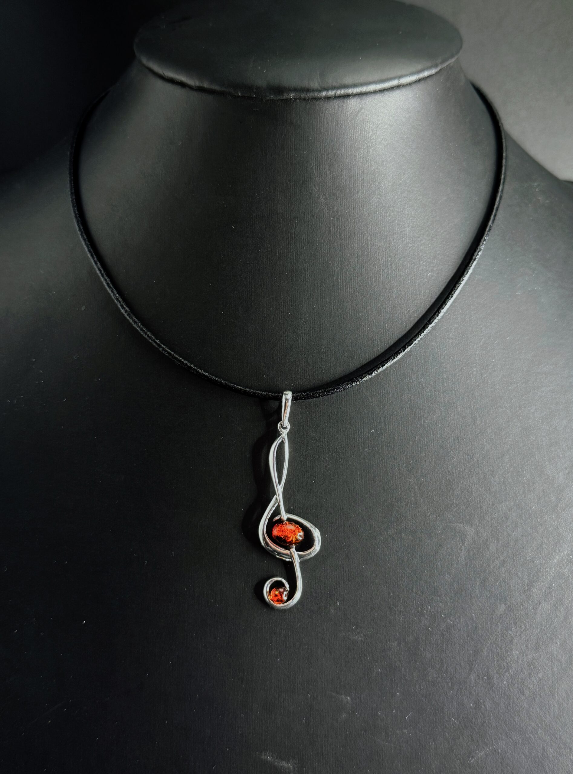 Ciondolo Note Musicali Argento 925 Ambra Baltica