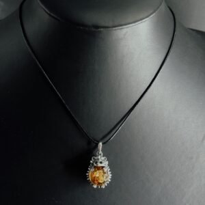Ciondolo Riccio Porcospino Argento 925 Ambra Baltica - Pendente Portafortuna Animale