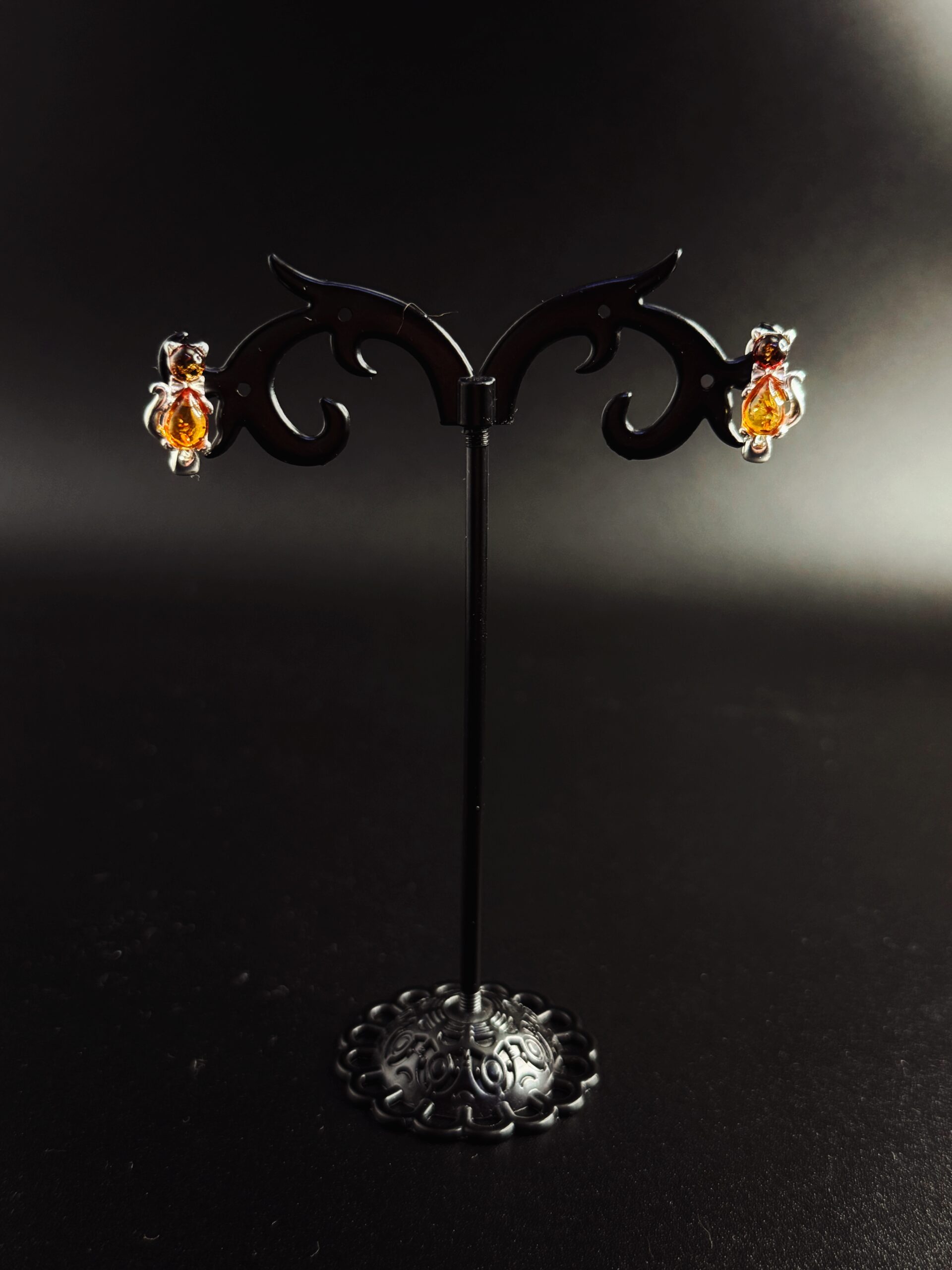 Orecchini pendenti e da lobo Gatto Argento 925 Ambra Baltica