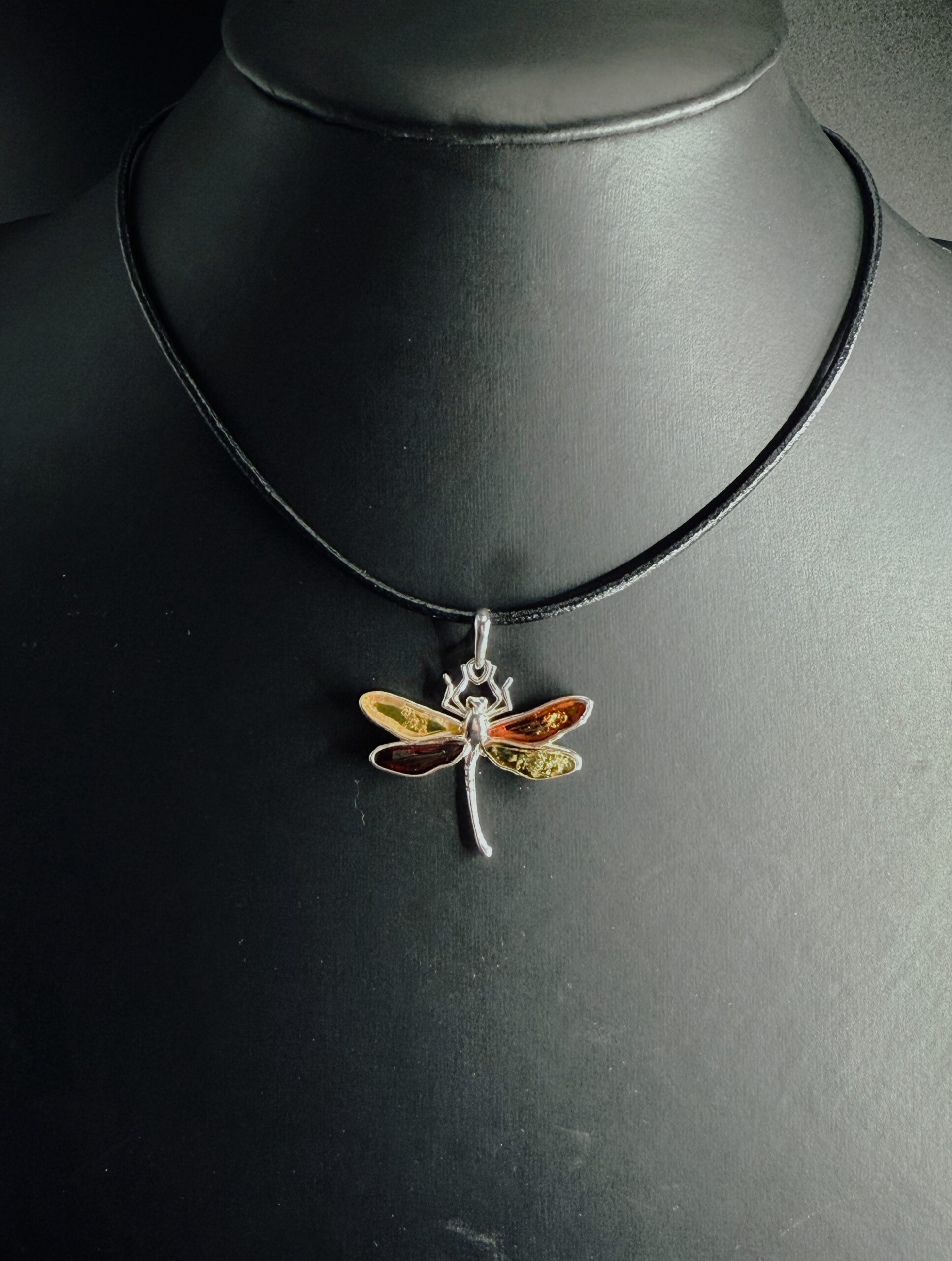 Ciondolo Libellula Dragonfly Argento 925 Ambra Baltica