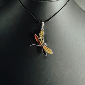 Ciondolo Libellula Dragonfly Argento ed Ambra Baltica