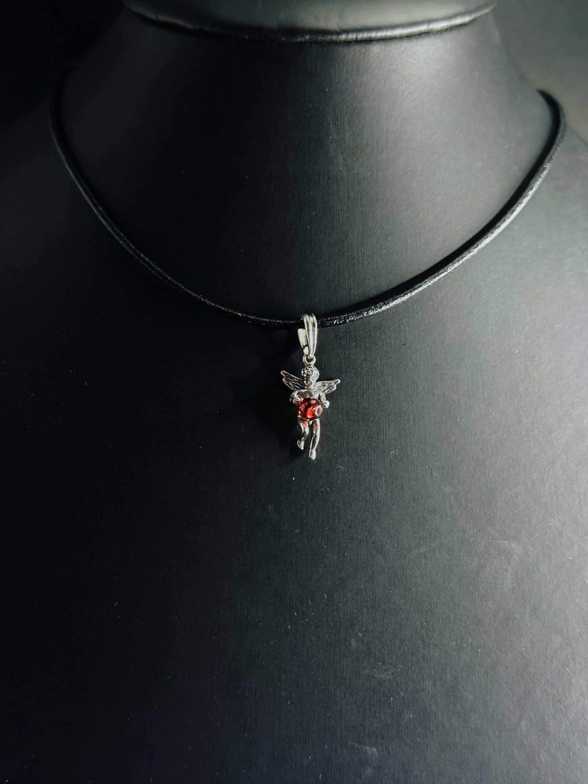 Ciondolo Angelo Custode Argento 925 Ambra Baltica - Pendente Protezione