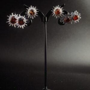 Orecchini Sole Argento 925 Ambra Baltica