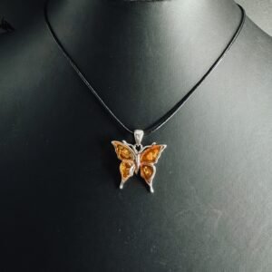 Ciondolo Farfalla Argento 925 Ambra Baltica