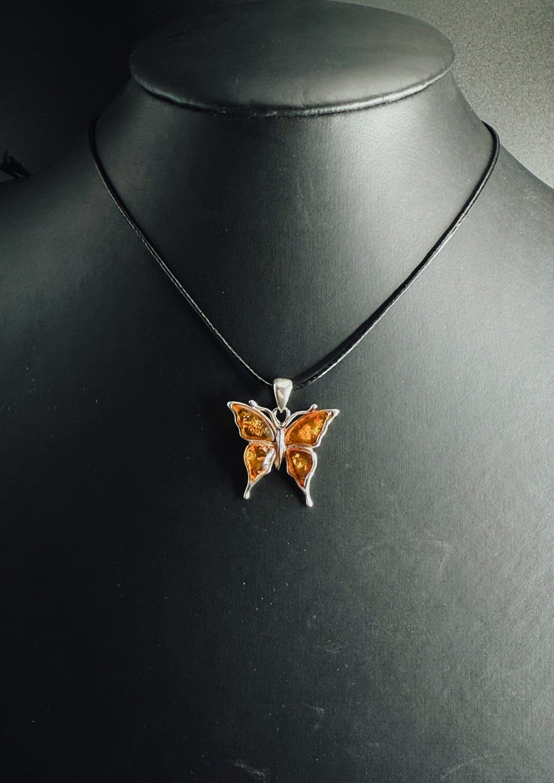 Ciondolo Farfalla Argento 925 Ambra Baltica