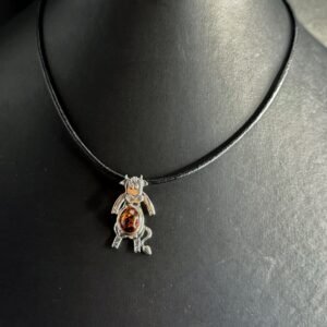 Ciondolo Mucca Argento 925 Ambra Baltica - Pendente Portafortuna Abbondanza