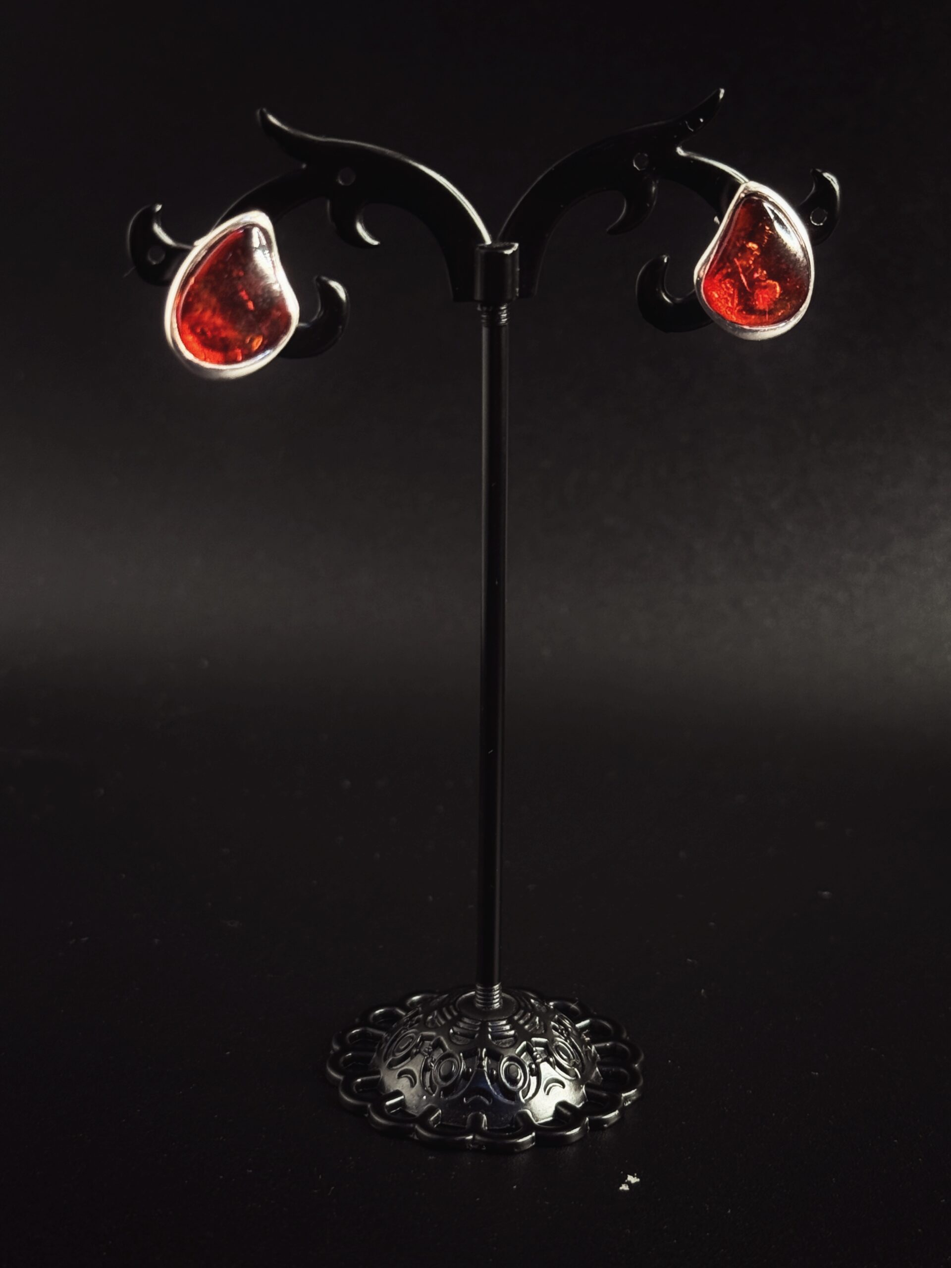 Orecchini a lobo Virgola Argento 925 Ambra