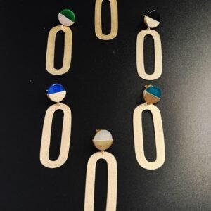 Orecchini artigianali pendenti ottone placcato oro 24K e agata