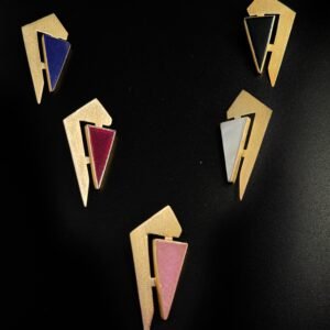 Orecchini Decostruttivismo Asimmetrico Ottone Placcato Oro 24K e Agata