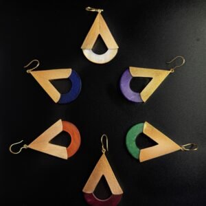 Orecchini Goccia Geometrica Modulare Ottone Placcato Oro 24K e Agata