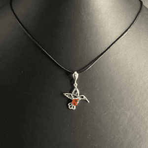 Ciondolo Colibrì Argento 925 Ambra Baltica - Pendente Hummingbird