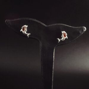 Orecchini da lobo Delfino in Argento 925 Ambra Baltica