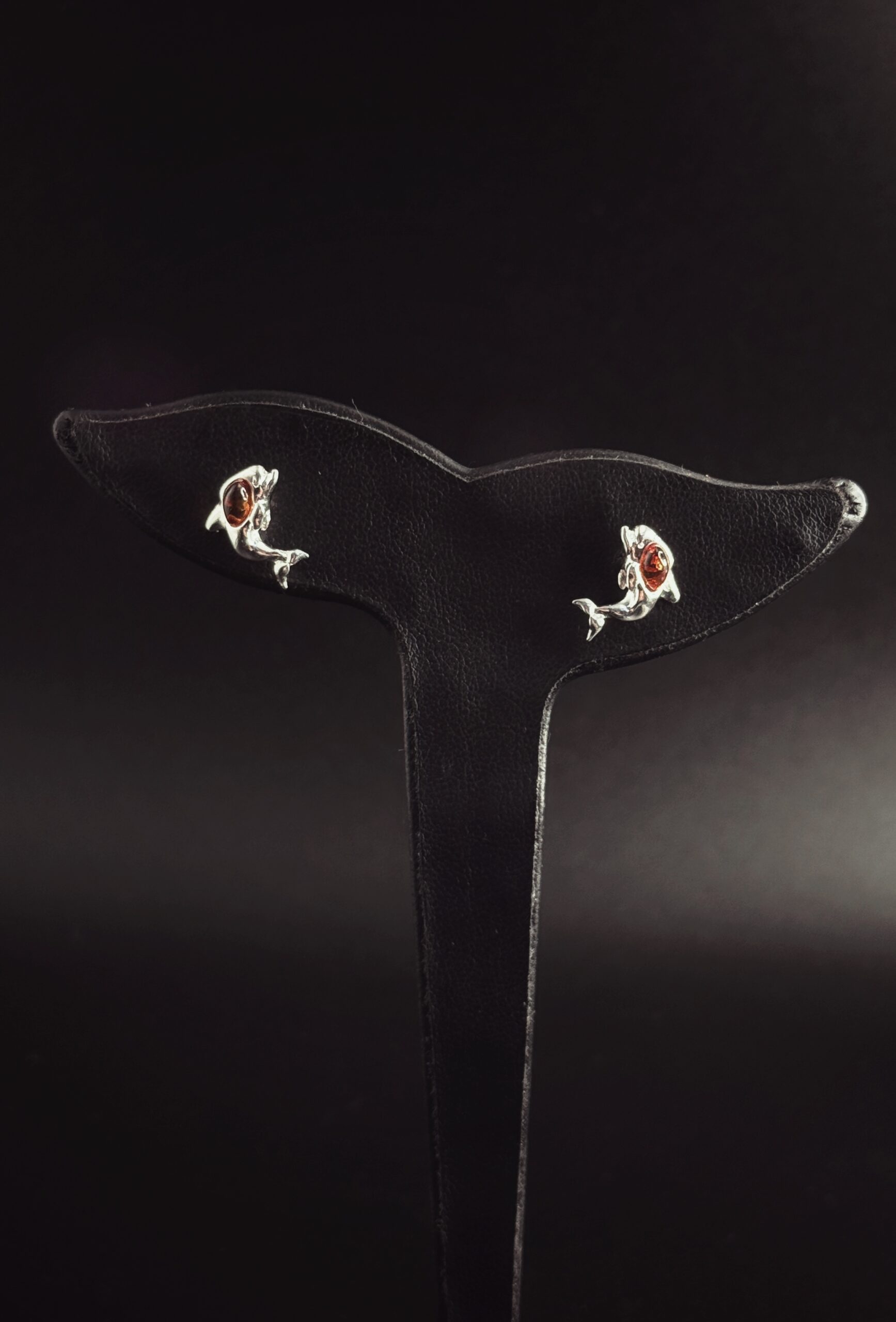 Orecchini da lobo Delfino in Argento 925 Ambra Baltica