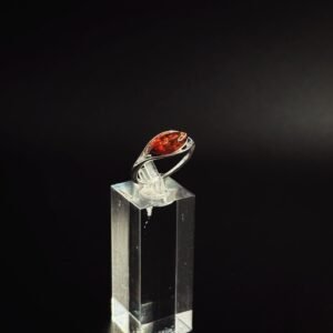 Anello Goccia di Fuoco Argento 925 Ambra Baltica