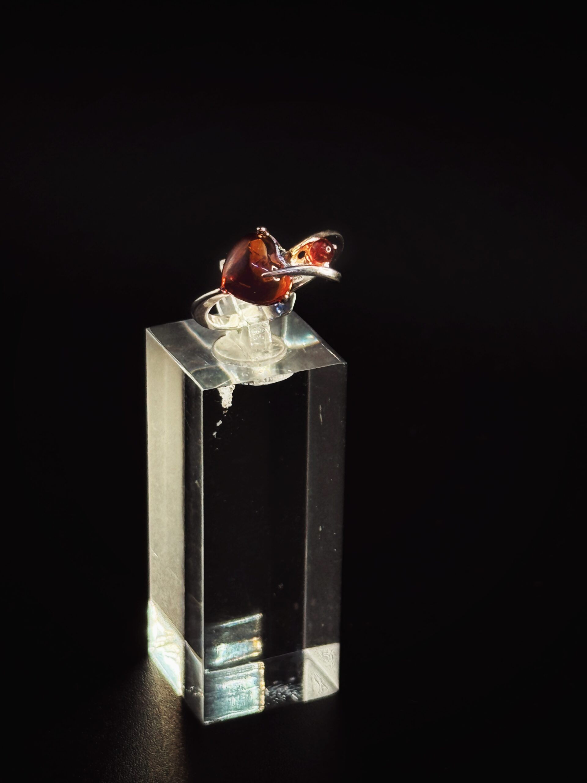 Anello Cuore Legato Argento 925 Ambra Baltica