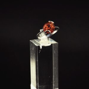 Anello Cabochon Sferico Argento 925 Ambra Baltica