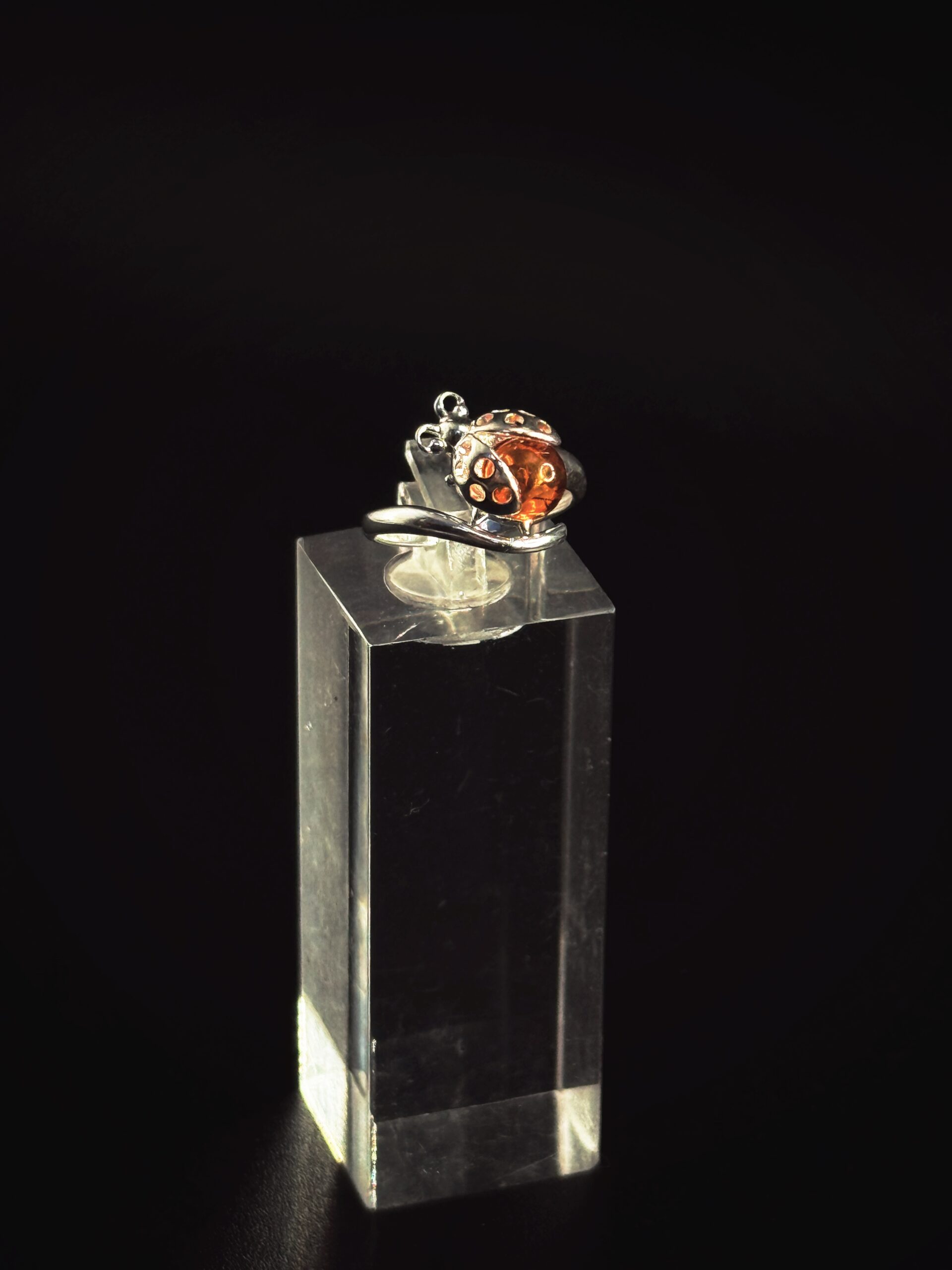 Anello Coccinella Argento 925 Ambra Baltica