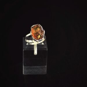 Anello Petali Argento 925 Ambra Baltica