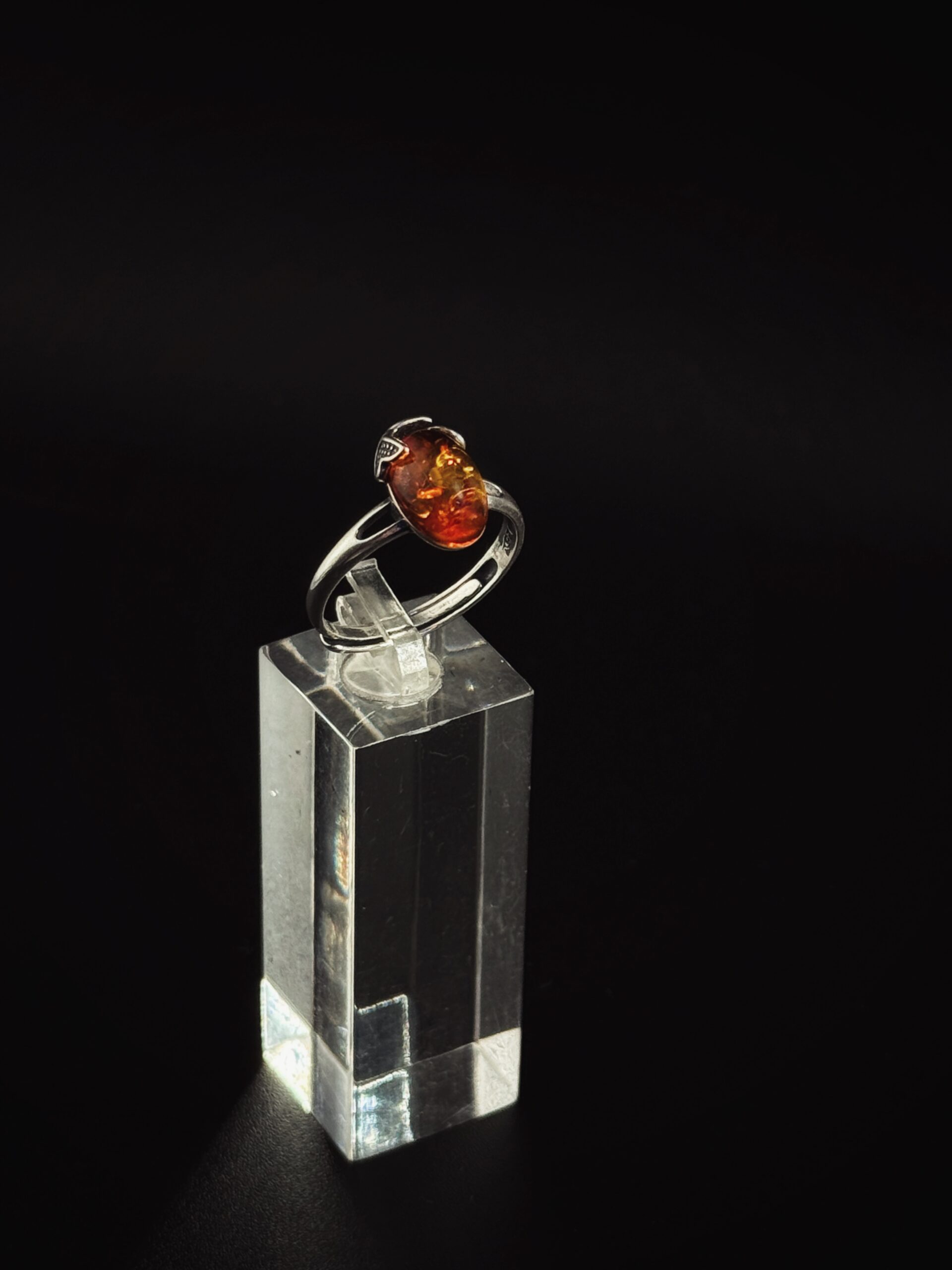 Anello Edera Argento 925 Ambra Baltica