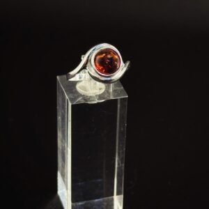 Anello Onda Argento 925 Ambra Baltica