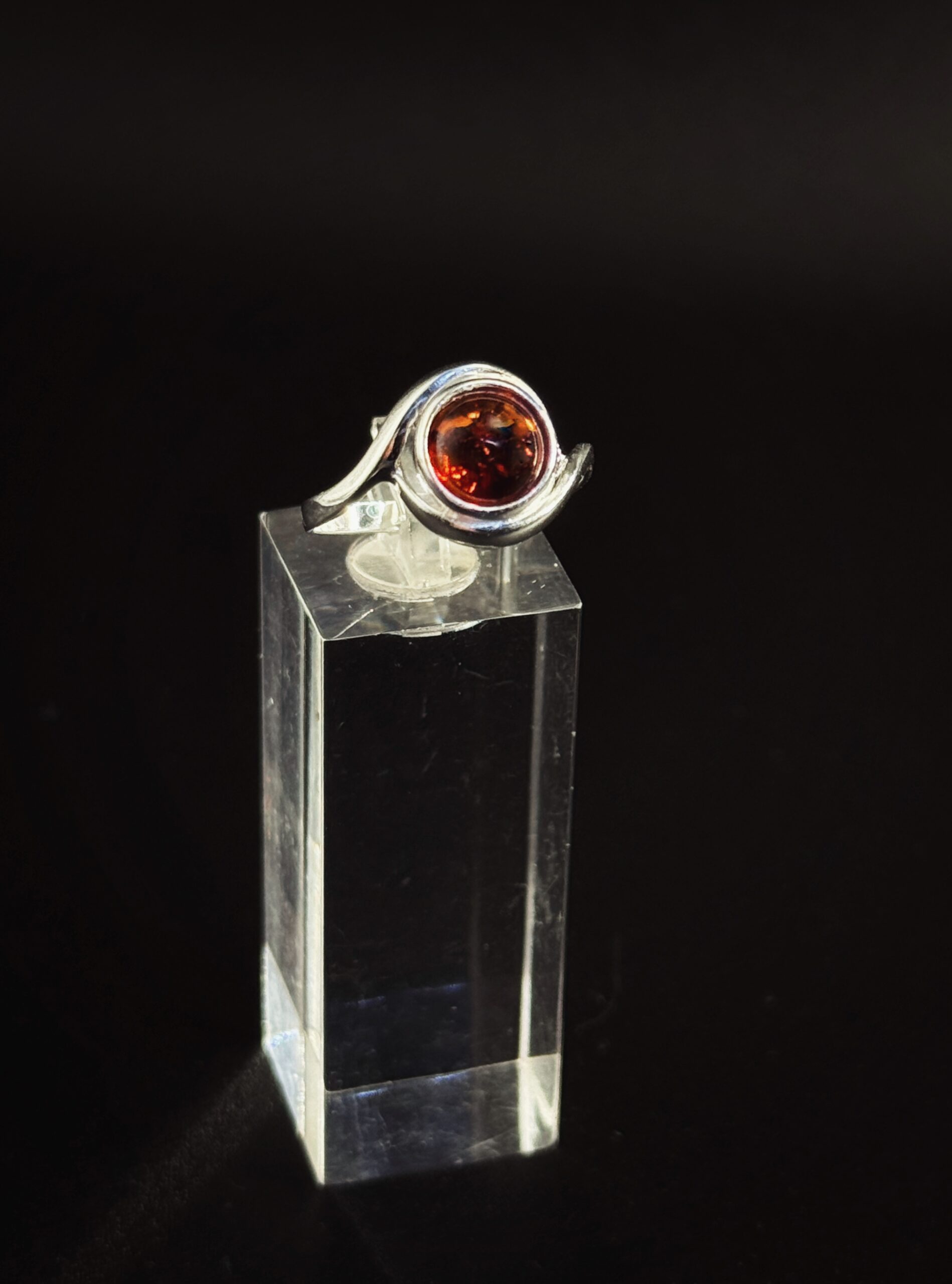 Anello Onda Argento 925 Ambra Baltica