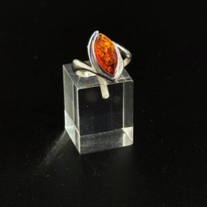 Anello Occhio d'Ambra Argento 925 Ambra Baltica